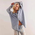Damen Oversized Jeanshemd mit aufgesetzten Taschen R&B