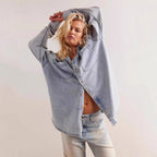 Damen Oversized Jeanshemd mit aufgesetzten Taschen R&B