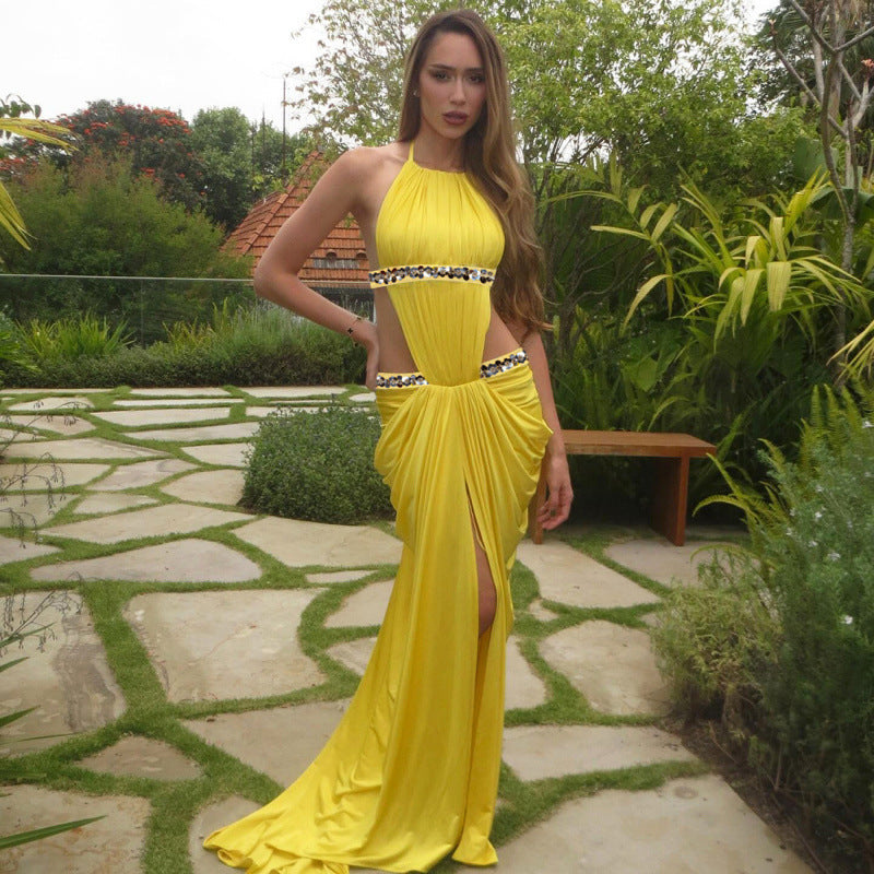 Damen Elegantes Abendkleid mit raffinierten Drapierungen und Spitzenakzenten R&B