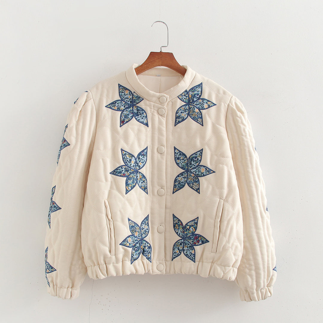 Damen gesteppte Blumenjacke R&B