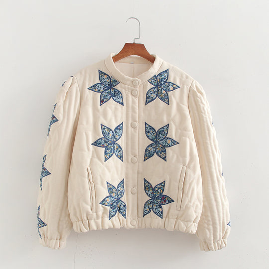 Damen gesteppte Blumenjacke R&B