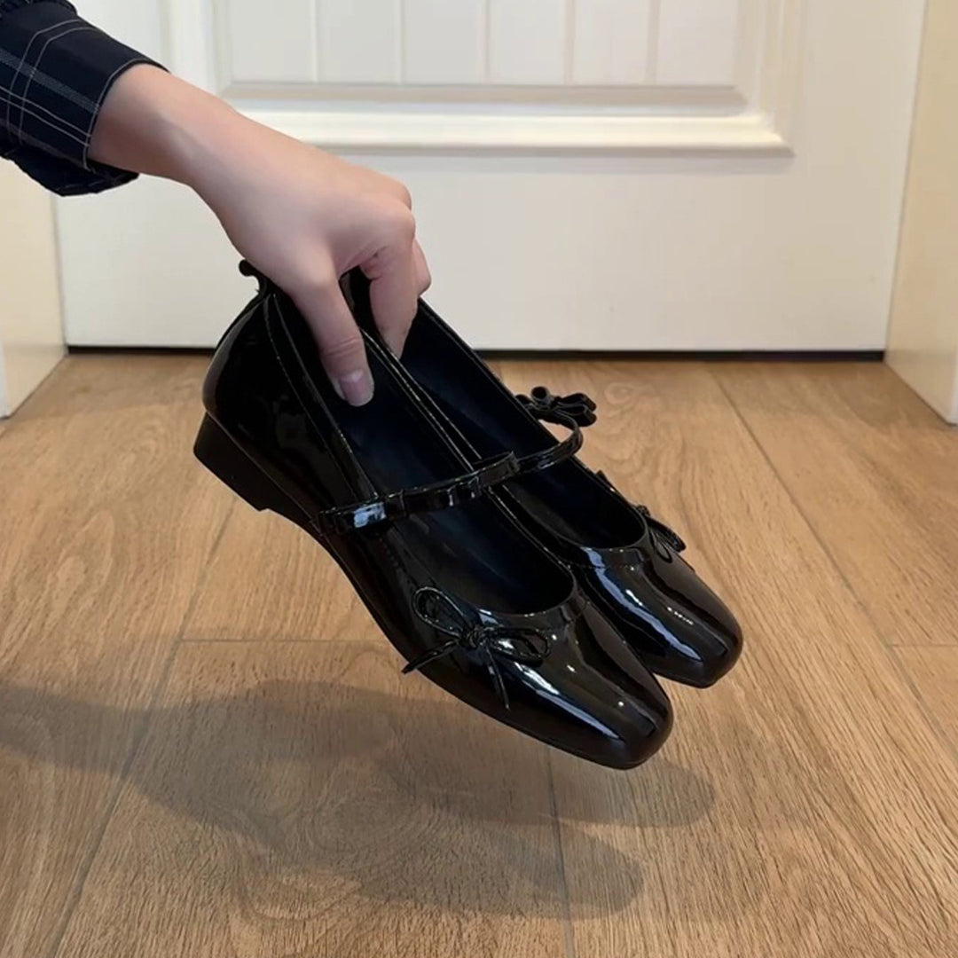 Damen Ballerinas mit glanzvoller Oberfläche und dekorativem Schleifendetail R&B