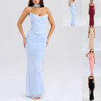 Damen Elegantes Couture-Maxikleid mit schulterfreiem Design und raffinierten Drapierungen R&B