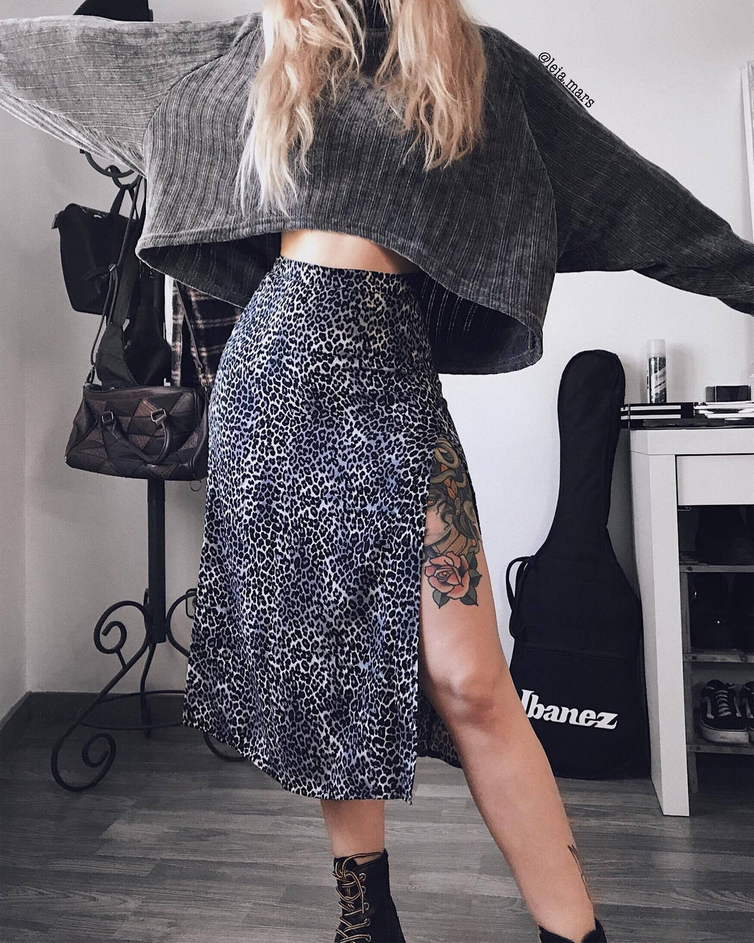 Damen Midirock mit tierischem Print R&B