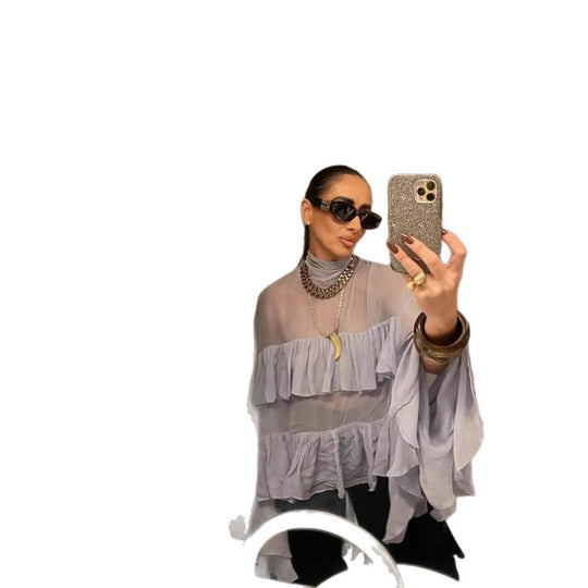 Damen Fließendes Rüschenshirt mit eleganten Details R&B