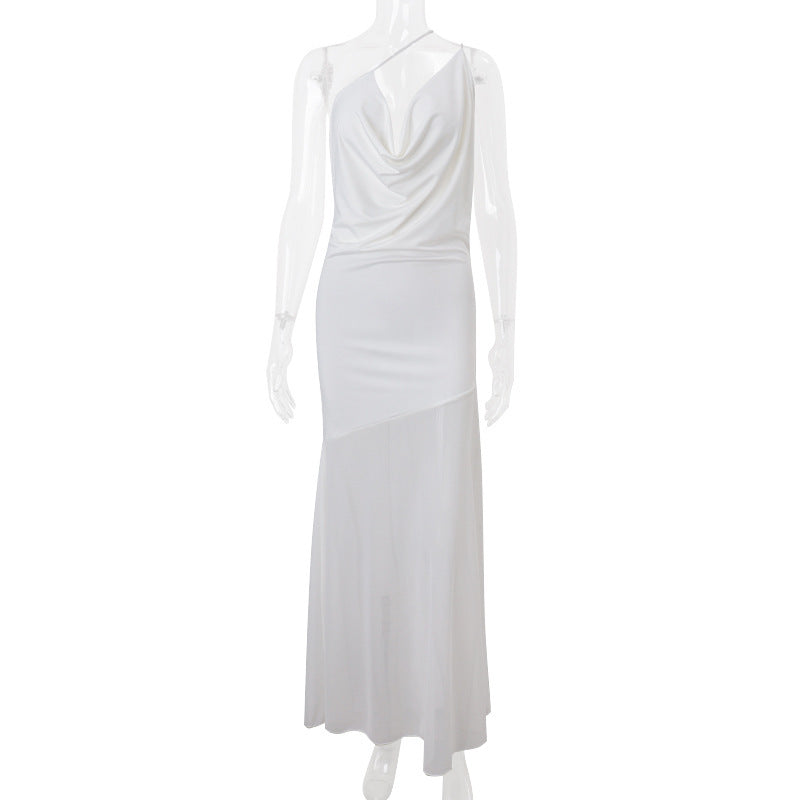 Damen Elegantes asymmetrisches Maxikleid R&B