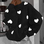 Damen lässiger Pullover mit Herzmotiv R&B