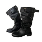 Damen modische Stiefel mit verstellbarem Gummibund und komfortablem Blockabsatz R&B