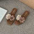Damen Pantoletten mit zierlichen Blumenapplikationen R&B