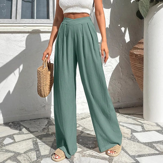 Damen weite Stoffhose mit eleganter Bundfaltenführung R&B