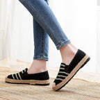 Damen Slip-On Espadrilles mit buntem Wdesign und hochwertiger Jutesohle