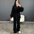 Damen Stylish gestreiftes Hemd mit weitem Beinanzug R&B