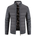 Herren Steppjacke mit hybridem Strickdesign und hohem Kragen