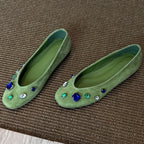 Damen elegante Ballerinas mit funkelndem Strassbesatz R&B