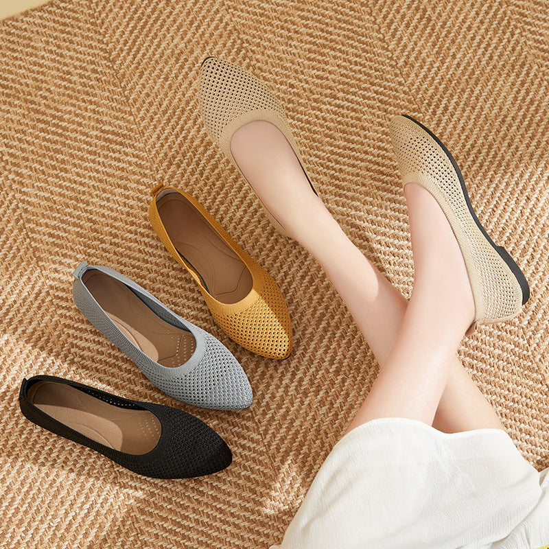 Damen Ballerinas mit atmungsaktivem Strickoberteil und flexiblem Fußbett R&B