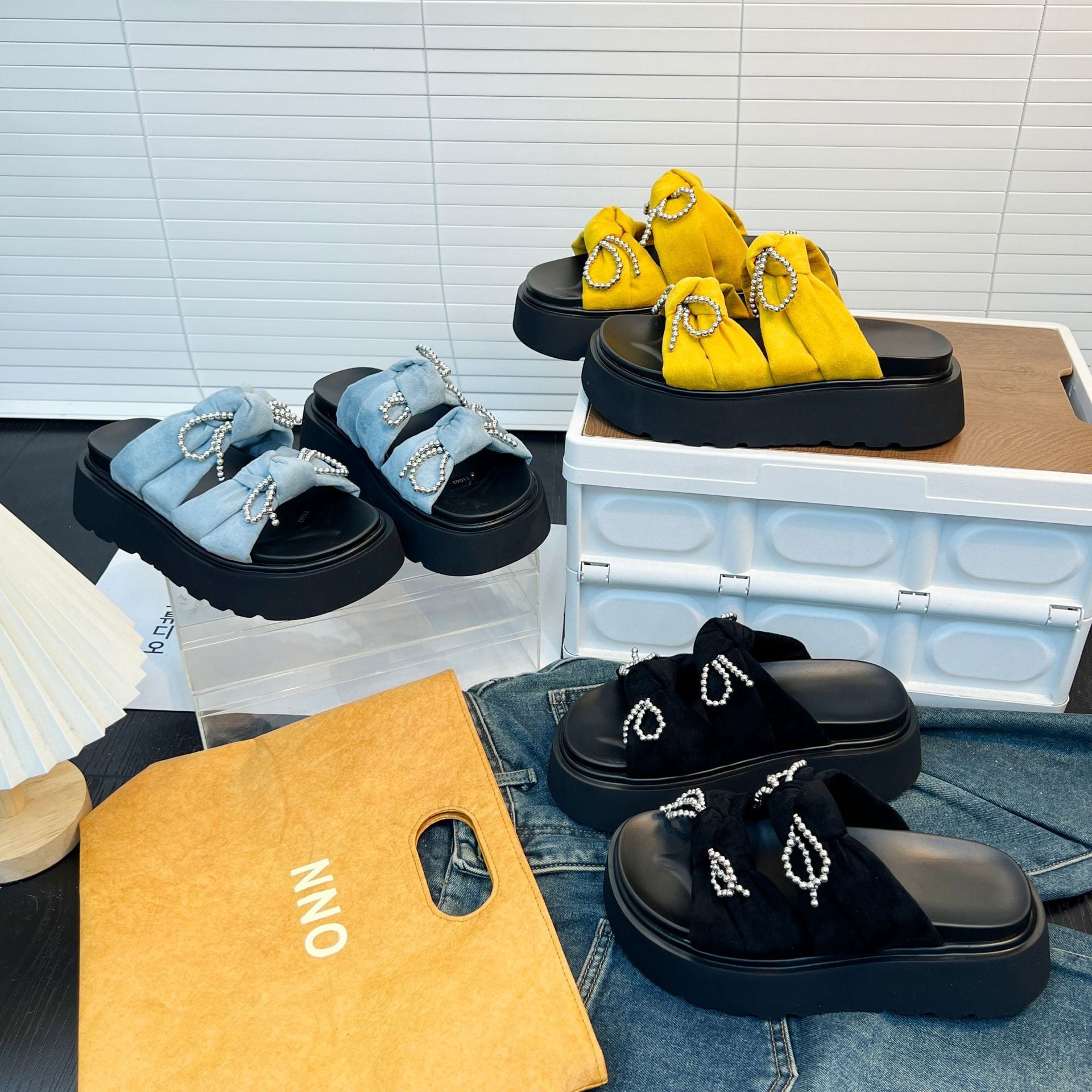 Damen Modische Plateauschuhe mit festlichem Schmuck R&B