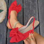Damen Slingback Sandalen mit dekorativer Schleifen-Applikation und rutschfester Sohle