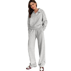 Damen lässiges Sweat-outfit mit lockerer Passform und Polokragen R&B