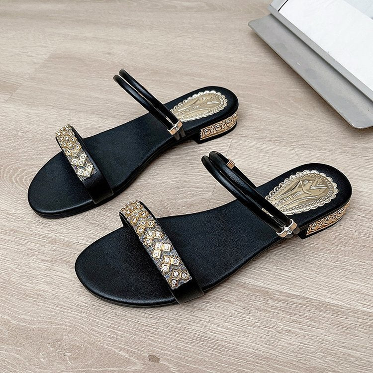 Damen glamouröse Sandalen mit funkelnden Schmuckakzenten R&B