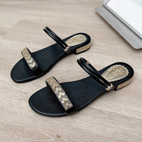 Damen glamouröse Sandalen mit funkelnden Schmuckakzenten R&B