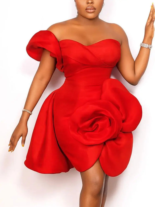 Damen Cocktailkleid mit voluminösem Blumendetail R&B