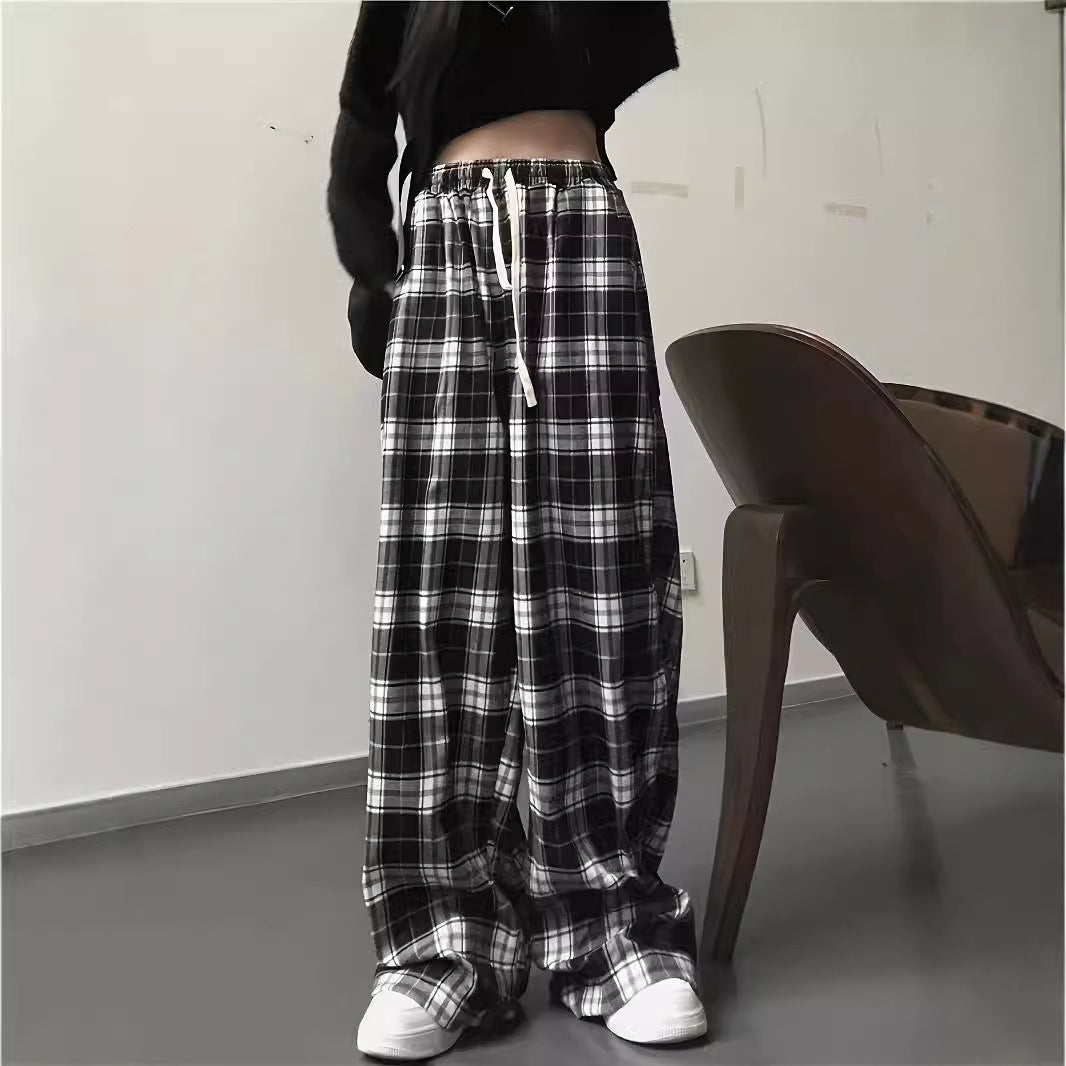 Damen Karohose mit elastischem Bund und lässigem Schnitt R&B