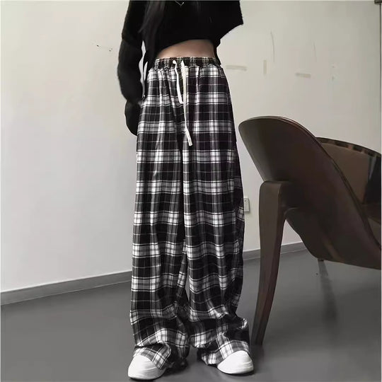 Damen Karohose mit elastischem Bund und lässigem Schnitt R&B