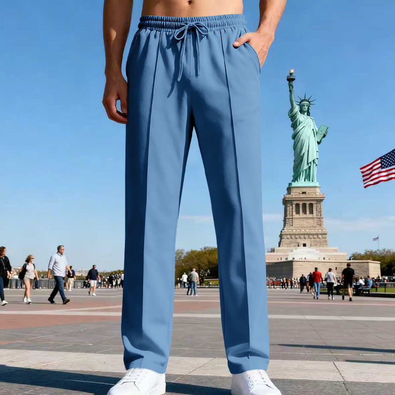 Herren nan lässig-elegante Bundfalten-Sweathose mit Bügelfalte, elastischem Tunnelzugbund und seitlichen Eingrifftaschen R&B
