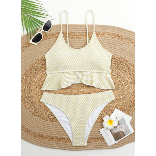 Damen Bikiniversatile mit Rüschen und Karomuster R&B