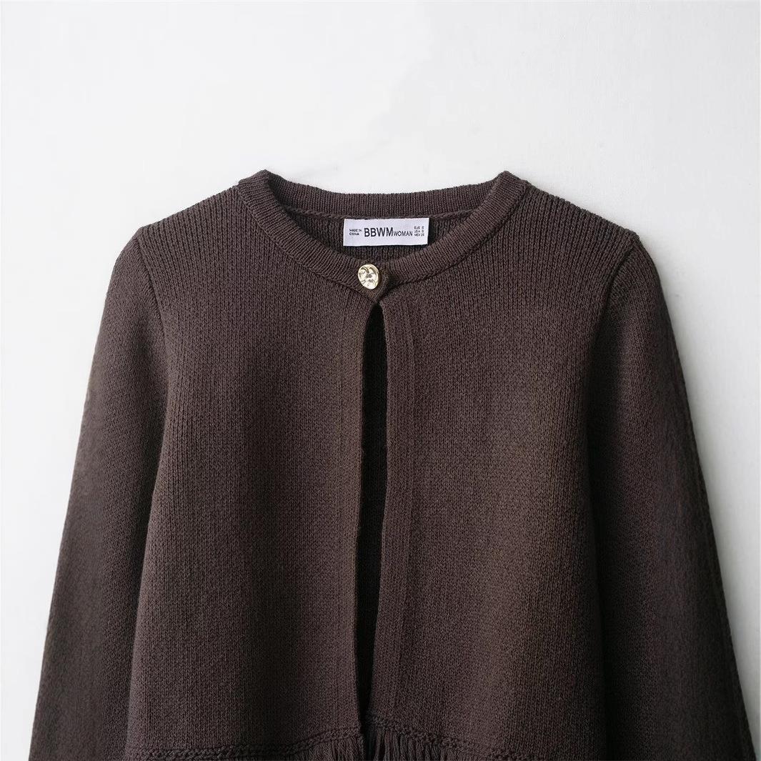Damen Fransen Strickjacke mit exklusive Verarbeitung R&B