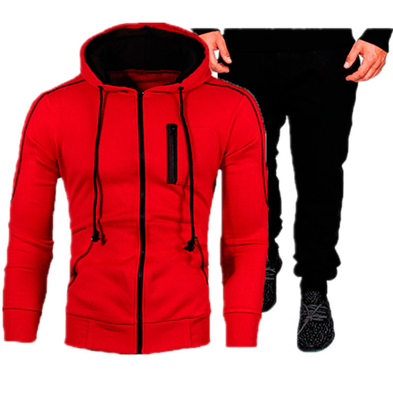 Herren sportliches Kapuzenjacken- und Jogginghosen-Set R&B
