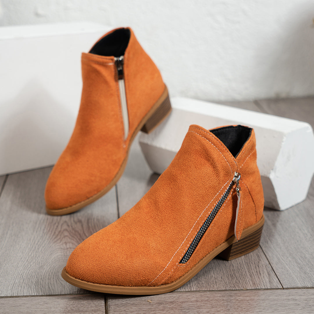 Damen Modische Stiefeletten mit seitlichem Reißverschluss und eleganter Perlenapplikation R&B