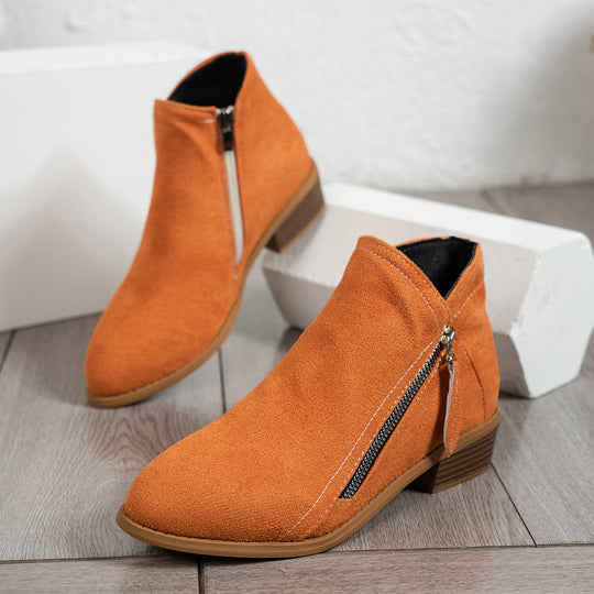 Damen Modische Stiefeletten mit seitlichem Reißverschluss und eleganter Perlenapplikation R&B