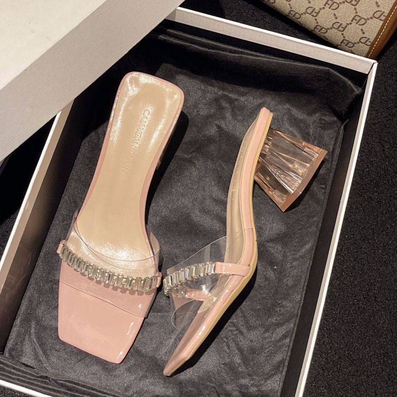 Damen transparentes Mules mit glitzerndem Riemendesign R&B