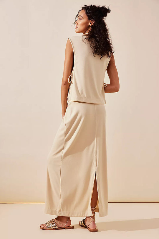Damen Langarm-Maxikleid mit elegantem Rückenschnitt und verstellbarem Taillenzug R&B