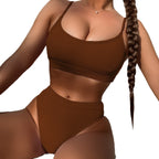 Damen Hochtailliertes Ripp-Bikini-Set
