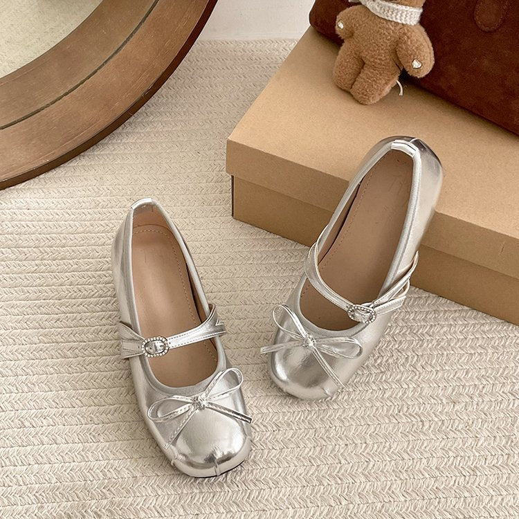 Damen elegante Mary Jane Ballerinas mit modischem Schleifenakzent R&B