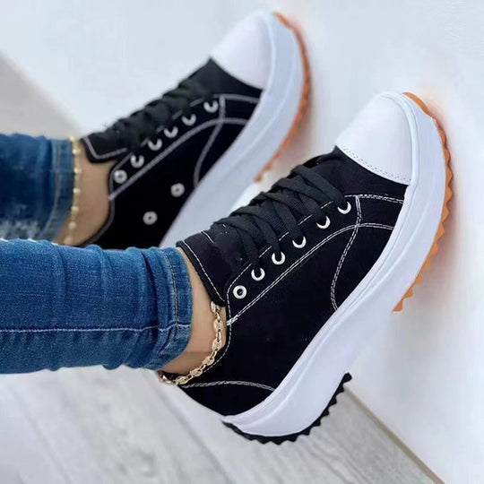Damen nan Plateau-Canvas-Sneaker mit profilierter Gummilaufsohle und verstärkter Zehenkappe R&B