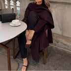 Damen elegante und vielseitige Poncho-Jacke R&B