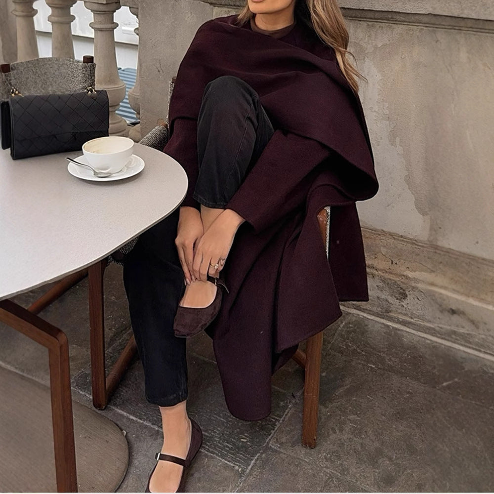 Damen elegante und vielseitige Poncho-Jacke R&B