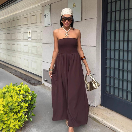 Damen Strickmaxikleid mit elastischem Oberteil R&B
