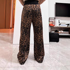 Damen Weite Leopard-Hose mit elastischem Bund und seitlichen Taschen R&B