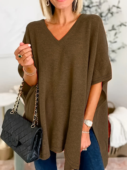 Damen V-Ausschnitt Oversized-Tunika R&B