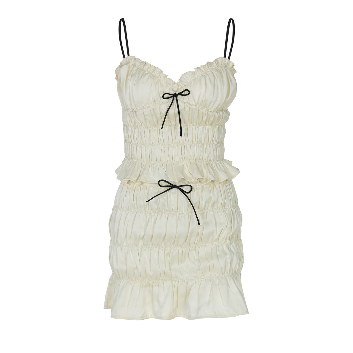 Damen Raffiniertes Mini-Kleid mit Rüschendetails und verstellbaren Trägern R&B