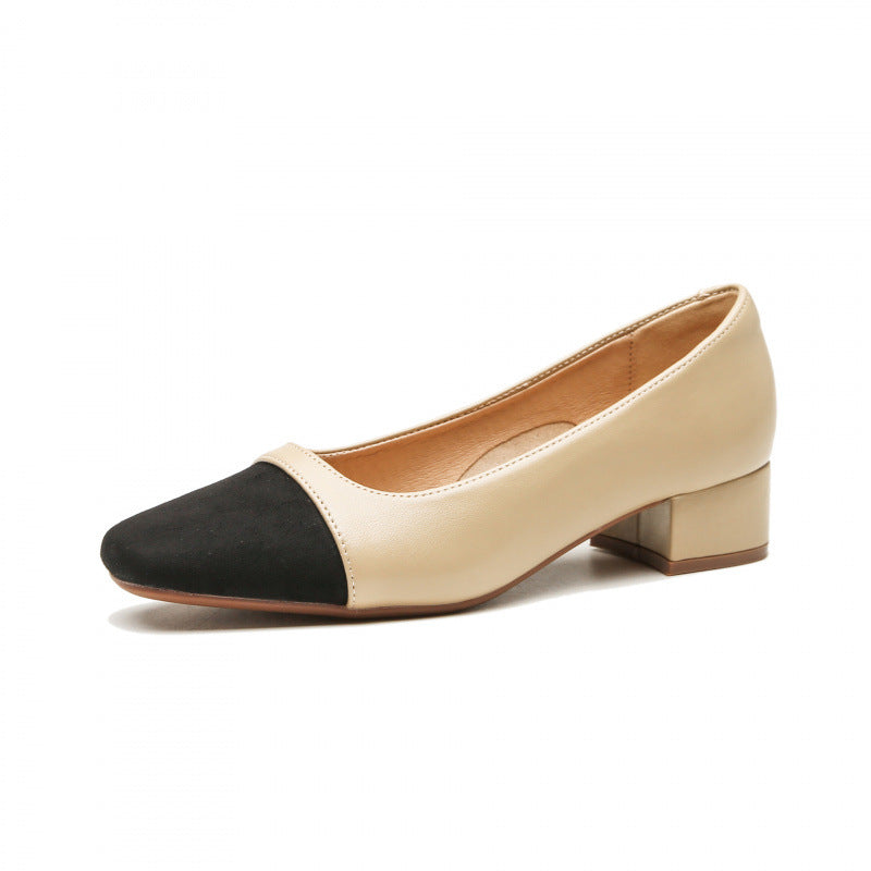 Damen Ballerinas mit elegantem Kontrast und komfortablem Blockabsatz R&B