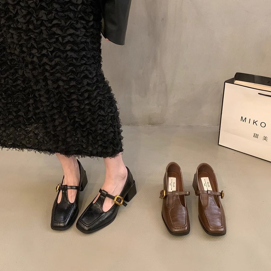 Damen elegante Mary Jane Pumps mit auffälliger Schnalle R&B