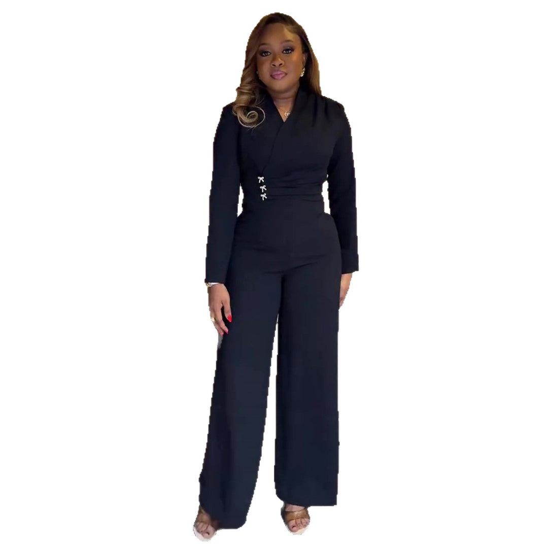 Damen Jumpsuit mit elegantem Wrap-Design und Details in Taillenhöhe R&B
