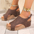 Damen Komfortable Wedge-Pantoletten mit verstellbaren Riemen R&B