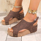 Damen Komfortable Wedge-Pantoletten mit verstellbaren Riemen R&B