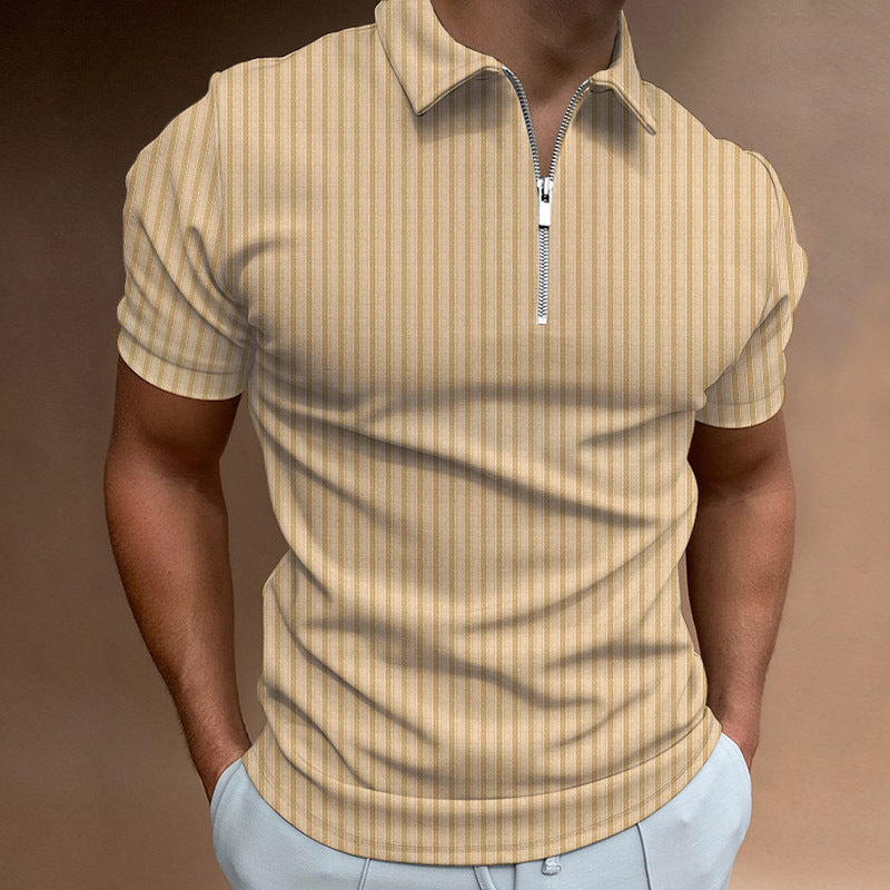 Herren Kurzarm Polo-Hemd mit Reißverschluss und strukturiertem Design R&B